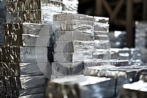 close-up of aluminum foil production