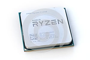 Close-up of AMD Ryzen 7 1700 CPU