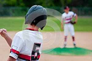 Close-up of american baseball boy.