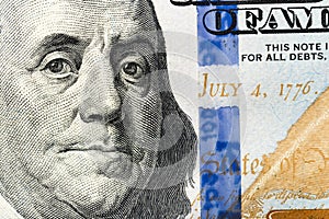 Close-up american dollar banknotes
