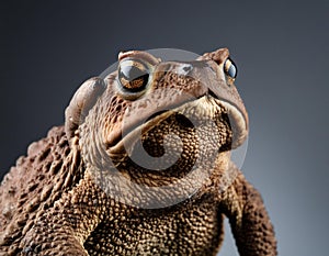 Close-Up American Toad Portrait in a Professional Studio Setting