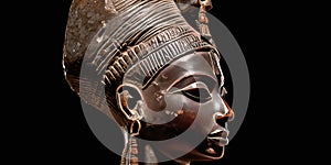 Close up of Amunet Female counterpart of Amun on black background generative AI photo