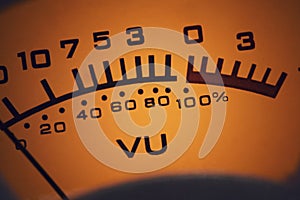 Close up of an analog VU audio meter photo