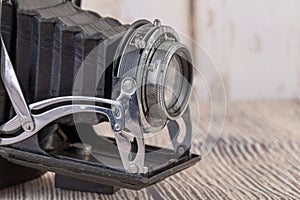 A close up Analogic camera and a set of lens photo