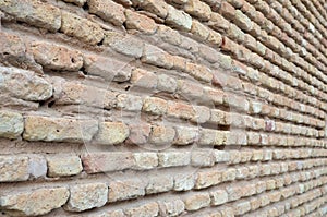 Old brick wall in the Mosque of Uqba