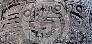 Close-up of an ancient column in Temple of karnak, Egypt