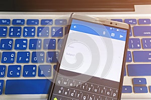 Close up Android device Showing Compose a new email application