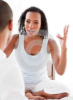 Close-up of an angry couple having an argument