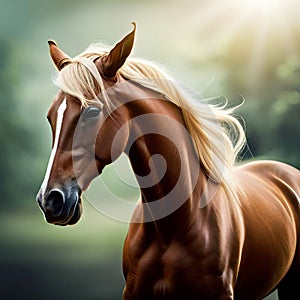 Close up animal of a horse, created with generative AI technology