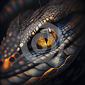 Close-up animal portreit. Animal eyes, Snake eyes