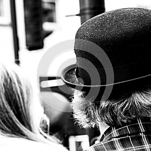 Close Up Of An Anonymous  Man Wearing A Traditional Bowler Hat