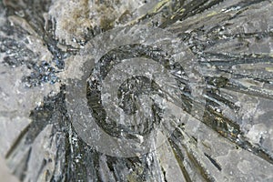 Close up antimony mineral in stone, stibnite