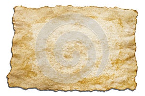 Close up of Antique old paper isolate on white background