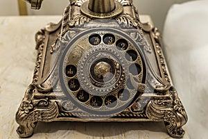 Close up of antique telephone with classical.