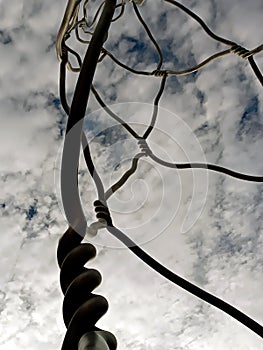 Close-up Antoni Llena tribute to Castellers, square Sant Miquel, Barcelona, Spain. photo