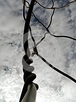 Close-up Antoni Llena tribute to Castellers, square Sant Miquel, Barcelona, Spain. photo