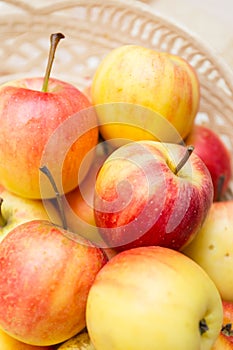 Close up apples in a basket