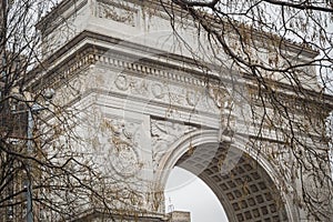 Close-up on the Arc of Washington Square in Manhattan