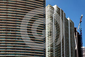 Close up architectural detail from skyscraper building exterior