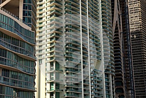 Close up architectural detail from skyscraper building exterior