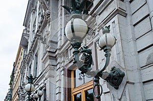 Close-up architecture details. elements of the decoration of the building. the facade of a historic building.