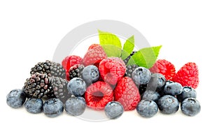 Studio shot mixed berries isolated on white