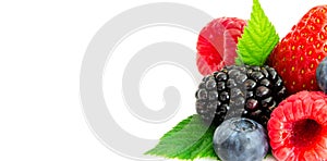 Studio shot mixed berries isolated on white