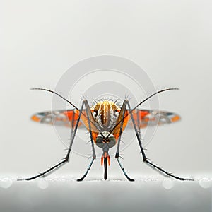 Closeup of an arthropod insect, a mosquito, on a white surface photo