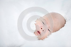 Close-up of asian baby boy sleeping .