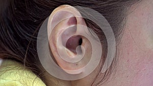 Close up of asian female ear
