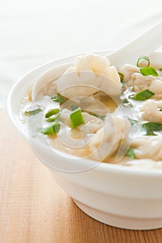 Close-up asian wonton soup