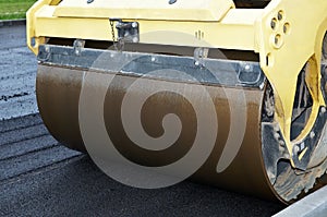 Close-up of asphalt vibration