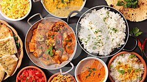 Assorted indian food