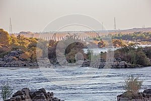 Close up of the Aswan low dam near Jazirat Salujah photo