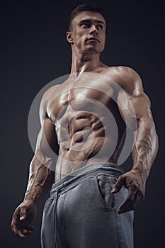 Close-up of athletic muscular man