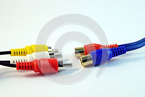 Close-up Audio Video Cable in White Background
