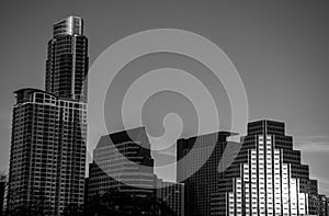 Close Up Austin Downtown Monochrome Skyline Cityscape photo