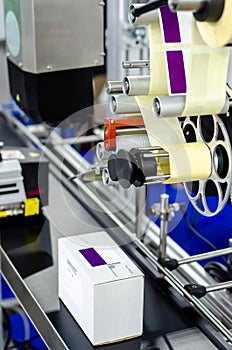 Close-up of  Automatic Sticker Labelling Machine