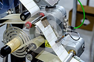 Close-up of  Automatic Sticker Labelling Machine