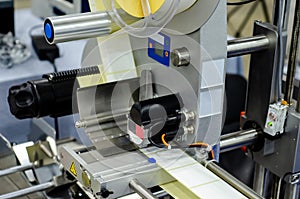 Close-up of  Automatic Sticker Labelling Machine