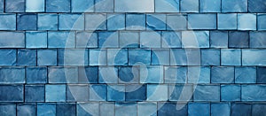 Close up of azure rectangular tile roof with electric blue pattern