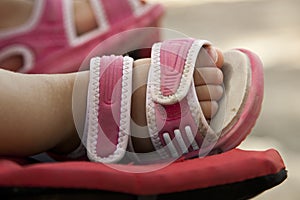 Close up baby girls feet