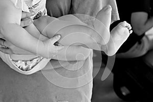 Close up Baby Legs Feet and Toes