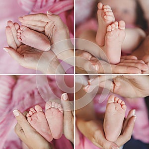 Close-up of baby's feet collage.