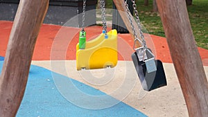 Close-up of a baby swing in the playground