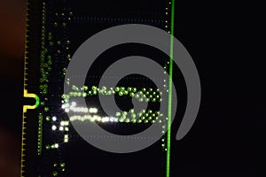 Close-up of back-lighted Computer RAM module.