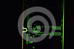 Close-up of back-lighted Computer RAM module.