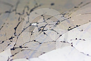 Close up background of broken smartphone display, texture, macro