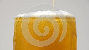 Close up background of pouring beer