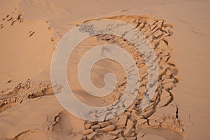 Close up of background texture of desert sand dunes. High resolution